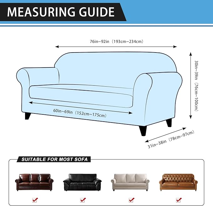 Couch Cover Leather Look 3 Seater Couch Sofa Cover 1-Piece Sofa Slipcover Stretch Furniture Protector with Elastic Bottom & Pockets(Sofa, Army Green)