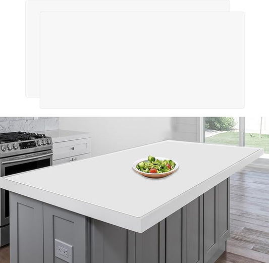 48"x24"(120cmx60cm) Large Silicone Mat for Kitchen Counter, Heat Resistant Non-Slip Countertop Protector, Waterproof Silicone Craft Mat for Kitchen Island(2Pack, Semitransparent)
