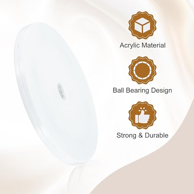 uxcell 2Pack Acrylic Lazy Susan Turntable, 7" Spinner Lazy Susan Turntable Organizer, Acrylic Ball Bearing Rotating Tray for Pantry Spice Rack Decorating, White