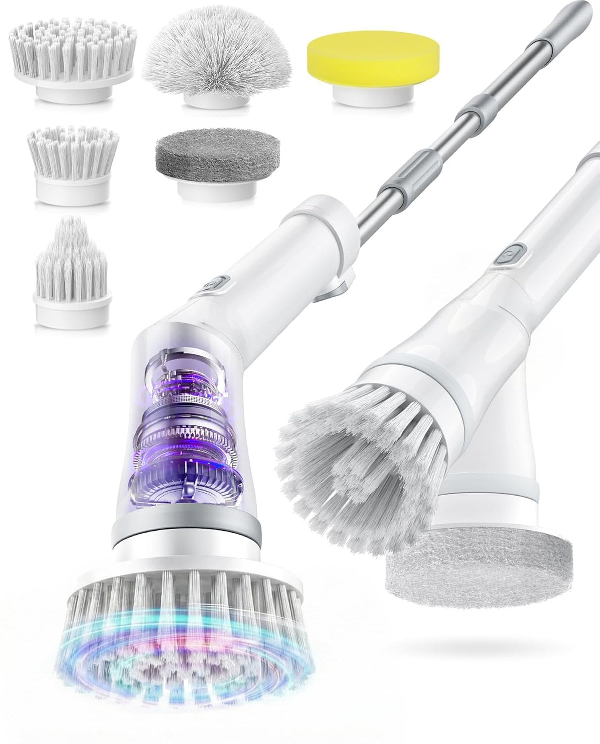 Electric Spin Scrubber, Cordless Long Handle, 6 Attachments - Image 1