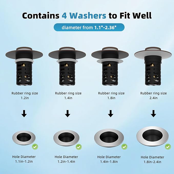 Universal Metal Bathroom Sink Drain Strainer Hair Catcher Upgraded 3 in 1 Pop-up Sink Stopper, with Detachable Stainless Steel Filter Basket, Fit Standard 1.1''~2.36'' Basin Hole, Oil Rubbed Bronze