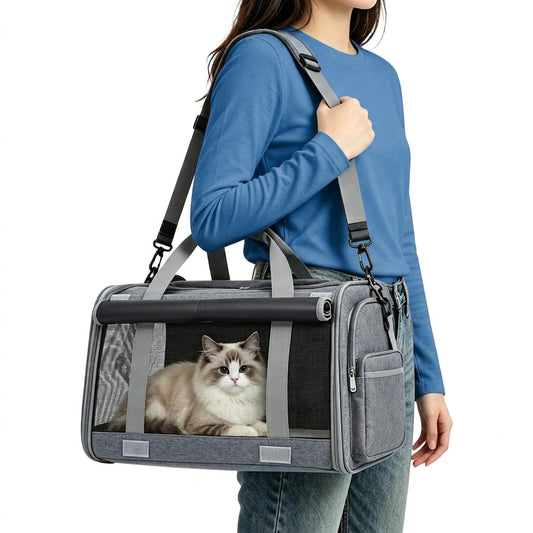Pet Carrier for Medium-Small Cats, Collapsible Cat Carrier - Image 1