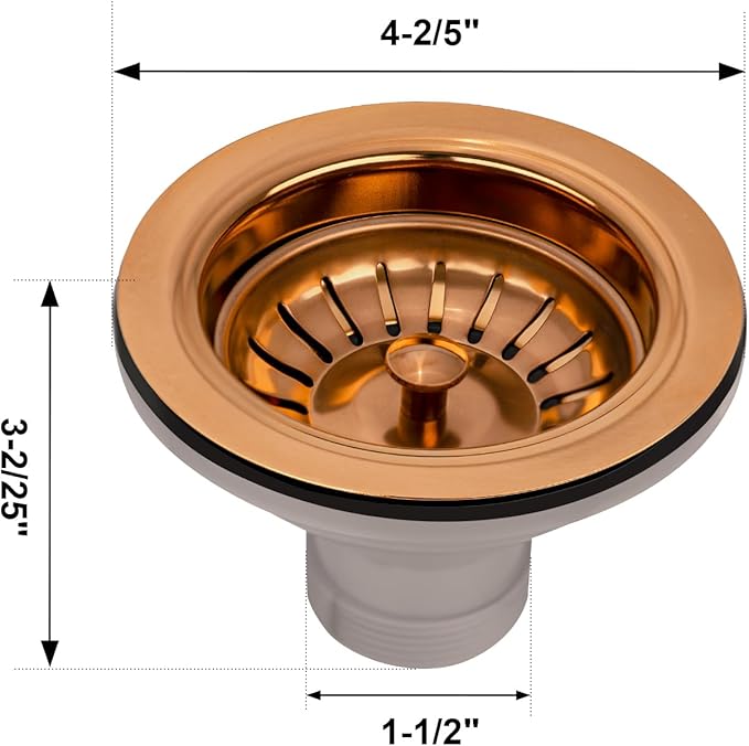 Akicon Kitchen Sink Stopper Strainer Replacement for 3-1/2 Inch Standard Strainer Drain, Solid Brass with Post Styled Basket