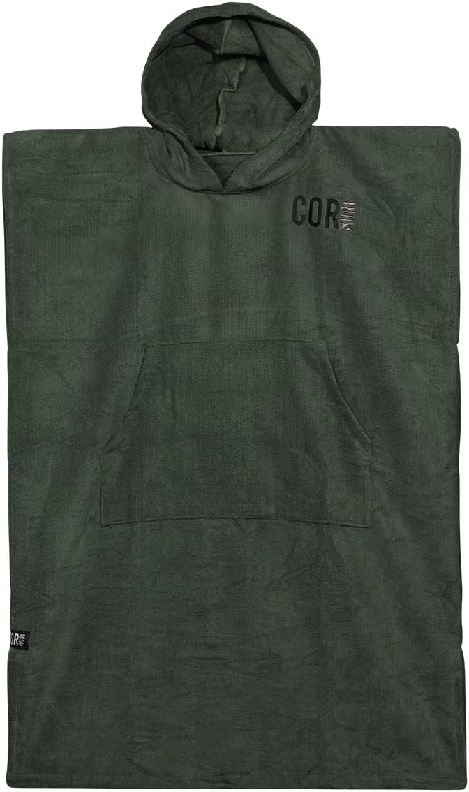 COR Surf Poncho Changing Towel Robe with Hood and Front Pocket for Kids, Doubles Up As Beach Towel and Blanket, Made of Quick Dry Microfiber (Ranger Green)