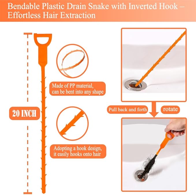 Drain Snake Auger（33 Feet）, Plumbing Snake Drain Hair Clog Removal Tool, Heavy Duty Snake Auger, Sink Unclogger Drain Cleaner Tool for Bathroom Kitchen Tub Shower Drain Clog Remover with Gloves