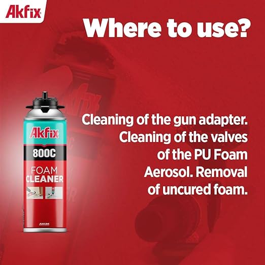 Akfix 800C Gun Cleaner (2x12.3 oz.) – Solvent-Based Spray for Removing Uncured Polyurethane Foam, Cleans Valves & Adapters, Prevents Clogging, Maintains Tool Performance | 12.3 oz. 2 Pack