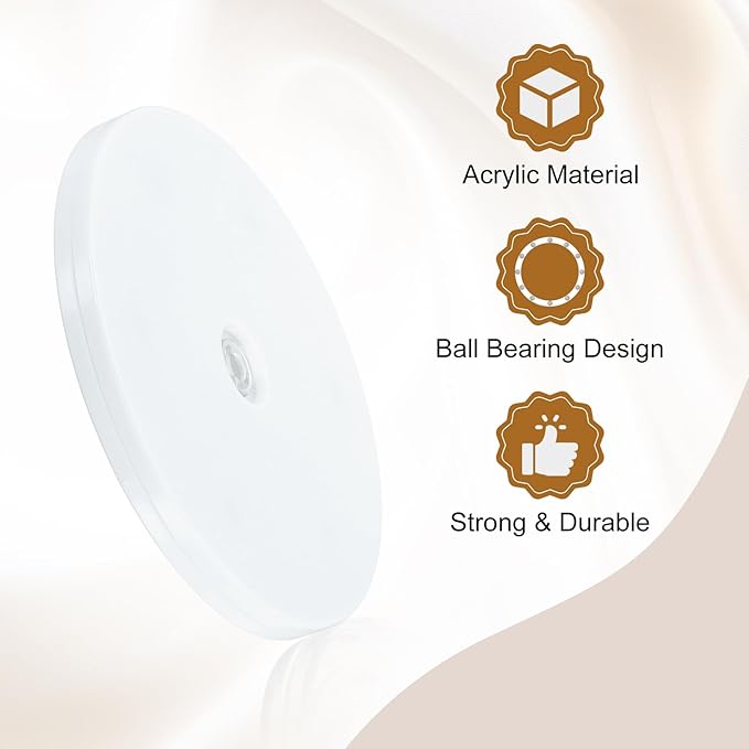uxcell 2Pack Acrylic Lazy Susan Turntable, 6" Spinner Lazy Susan Turntable Organizer, Acrylic Ball Bearing Rotating Tray for Pantry Spice Rack Decorating, White