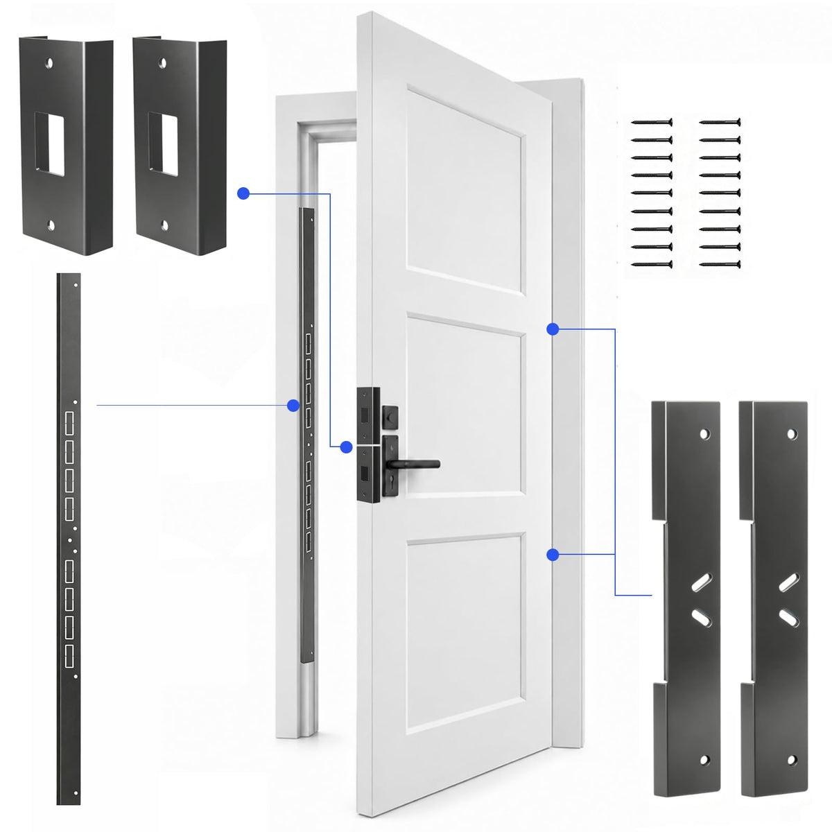 5-Piece Door Frame Reinforcement Kit, Anti Kick in Door Security - Image 1