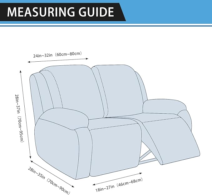 Loveseat Covers 6-Pieces Loveseat Recliner Cover 2 Seater Cover for Reclining Loveseat Cover Leather Look Recliner Slipcovers with Pockets Spandex Furniture Covers(Recliner Loveseat, Brown)