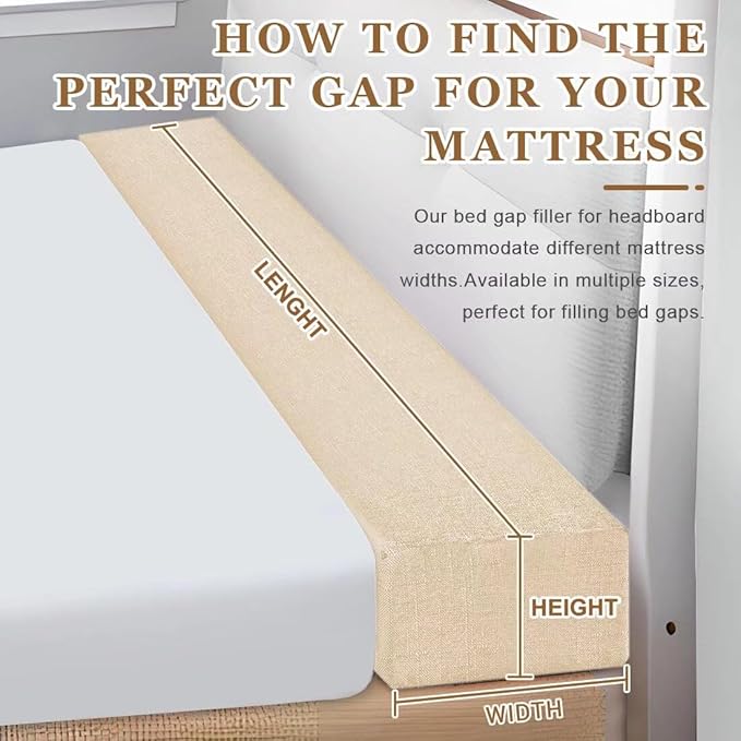 Bed Gap Filler,High-Density Bed Crack Filler with Removable Cover,Mattress Extender for Headboard Gap,Spacer Filler Between Mattress and Wall,Bed Wedge Gap Filler,Beige,78"x4"x10",King