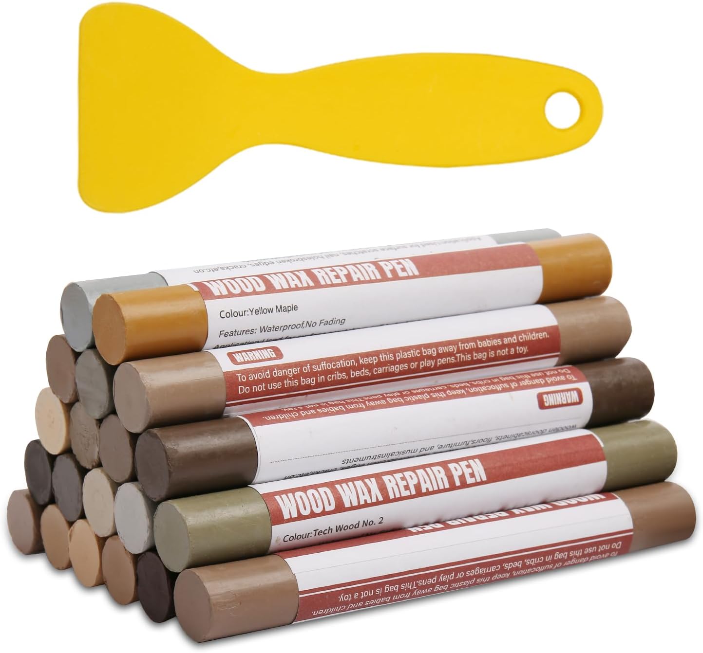 Wood Filler Wax Sticks – 20 Colors Scratch & Crack Repair Crayons for Floors, Cabinets & Furniture (Technicolor Series)