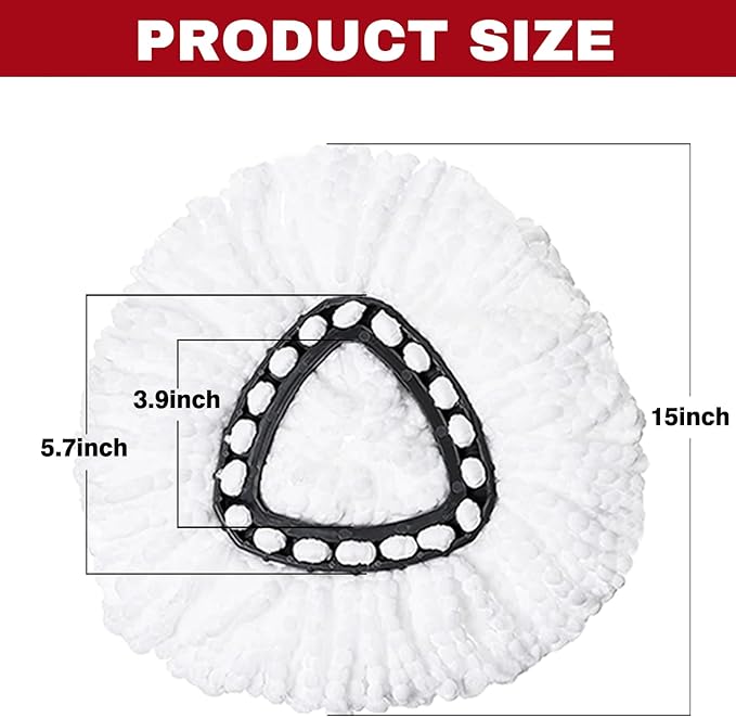 Spin Mop Replacement Heads, Mop Replace Head Easywring 1-Tank System, Mop Head Replacement for Hardwood Floor Cleaning, Machine Washable and Easy to Replace (6Pack)