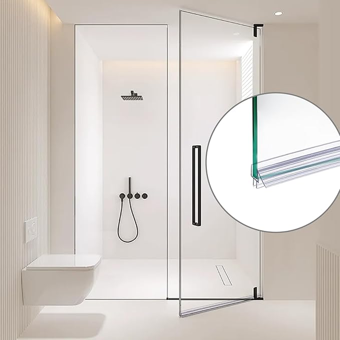 39 inch Shower Door Bottom Seal, 6 Pack Frameless Glass Shower Door Sweep Strip for 3/8'' Glass Stop Shower Leaks and Create a Water Barrier