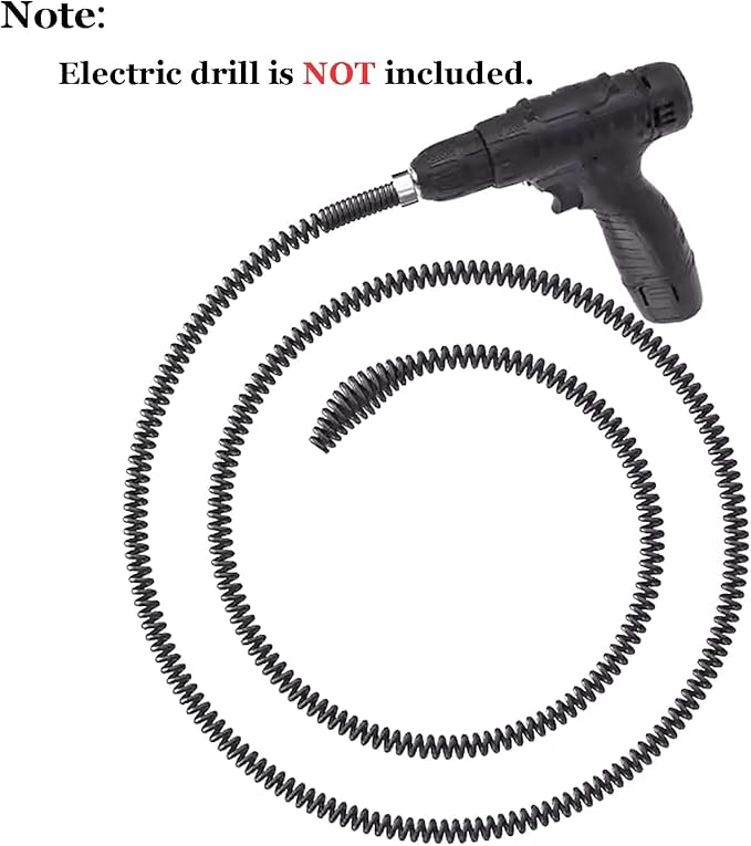 Amonk Drain Auger Cable 3.28Ft Clog Remover with Drill Connector 10mm Flexible Plumbing Snake Pipe Drain Cleaner for Kitchen, Bathroom and Shower Sink