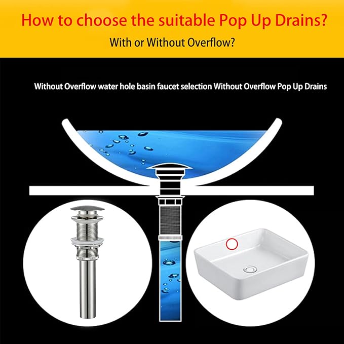 Pop Up Drain Assembly Brushed Nickel,Bathroom Sink Drain with Removable Brass Strainer Basket Without Overflow Vessel Basin Sink Drain Stopper,83606BN.