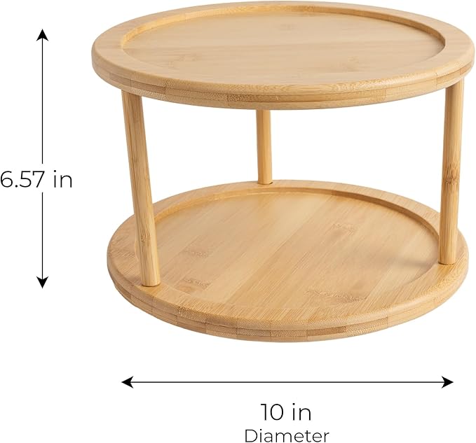 Smart Design 2-Tier Bamboo Turntable Lazy Susan