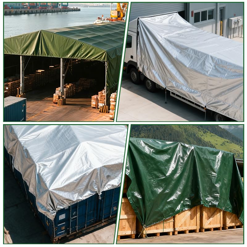 Extra Heavy Duty Tarp 10x12 Ft, 16 Mil Thick (Silver/Green) - Image 8