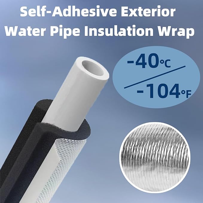 20 Pack 1-1/4 Inch Pipe Insulation Foam Tube Self Adhesive Foam Pipe Covers Insulation Wrap for Spigot Winter Outside Pipes Sprinkler Water Heater Pipes Freeze Protection