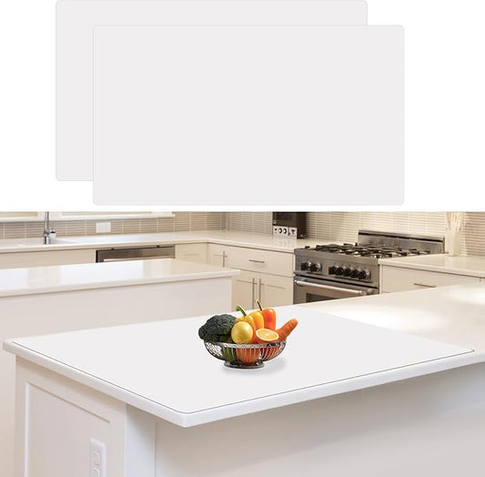 36"x24"(90cmx60cm) Large Silicone Mat for Kitchen Counter, Heat Resistant Non-Slip Countertop Protector, Waterproof Silicone Craft Mat for Kitchen Island, 2Pack (Semitransparent)