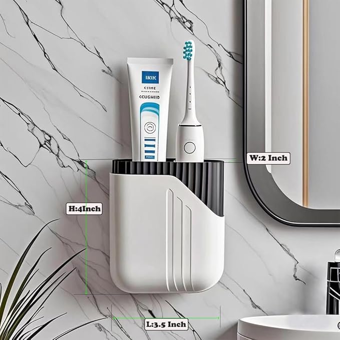 MRPAPA 2-Pack Detachable Wall Storage Organizer with Drain Holes,3.5x2x4 Inch Easy-Clean Adhesive Bathroom & Kitchen Shelf for Toothbrush, Utensils, Razors, Remote Control (White)