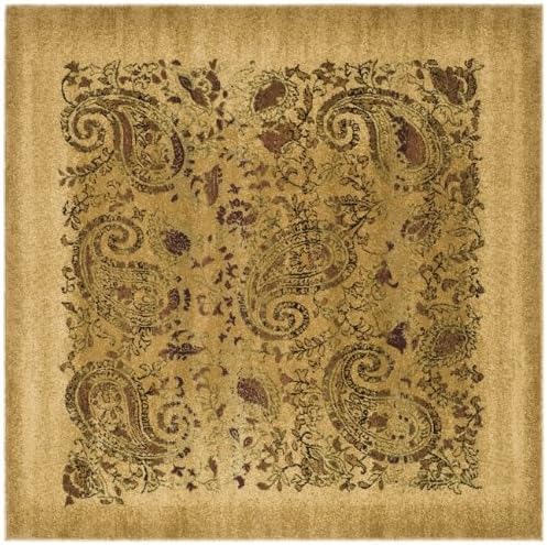 SAFAVIEH Lyndhurst Collection Area Rug - 10' Square, Beige & Multi, Traditional Paisley Design, Non-Shedding & Easy Care, Ideal for High Traffic Areas in Living Room, Bedroom (LNH224A)
