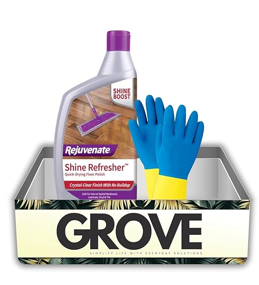 Rejuvenate Wood Floor Restorer 32 oz Bundle with Cleaning Gloves – Restores Shine & Protects Hardwood, Laminate, Stone & More – Earth-Friendly Formula, Easy to Use – Gift Set (2 Items)