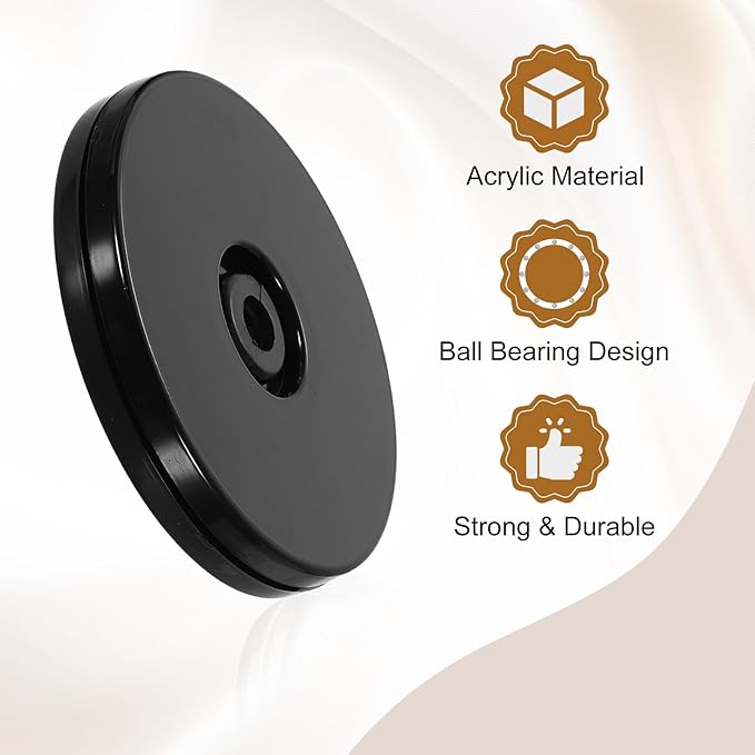 uxcell 4Pack Acrylic Lazy Susan Turntable, 3" Spinner Lazy Susan Turntable Organizer, Acrylic Ball Bearing Rotating Tray for Pantry Spice Rack Decorating, Black