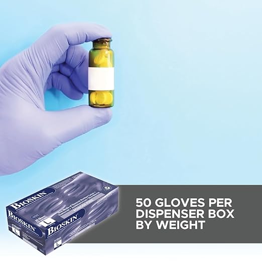 BioSkin Nitrile Exam Grade Disposable Gloves, 6 Mil - X-Large | Powder-Free, Chemical + Puncture Resistant, Textured | for Medical, Industrial, Janitorial, Food Service (Box of 50)