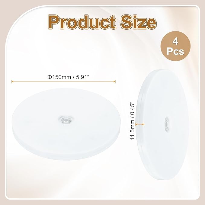 uxcell 4Pack Acrylic Lazy Susan Turntable, 6" Spinner Lazy Susan Turntable Organizer, Acrylic Ball Bearing Rotating Tray for Pantry Spice Rack Decorating, White