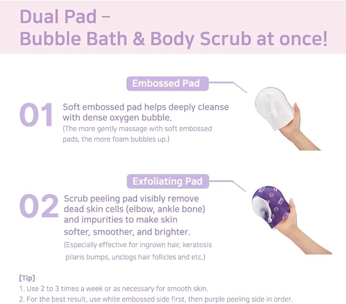 Toi:L Gentle Touch Bubble Peeling Body Pad(5pads), Body Scrub, Exfoliating Mitt for Body, Exfoliating Gloves, washcloth, Body loofah, Dense Bubble Bath, Bath Shower, kp Bump Eraser