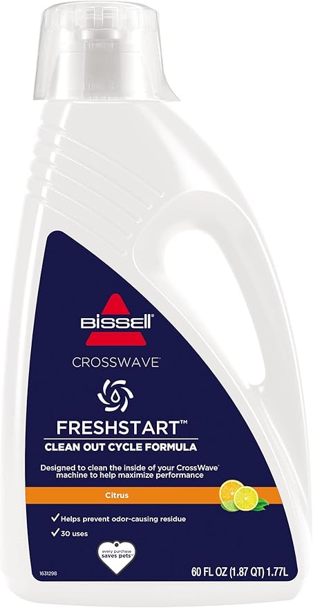 Bissell FreshStart CrossWave Cleanout Formula, 3557, 60oz, Prevent Odor-Causing Residue, Clean inside of CrossWave Machine, Citrus