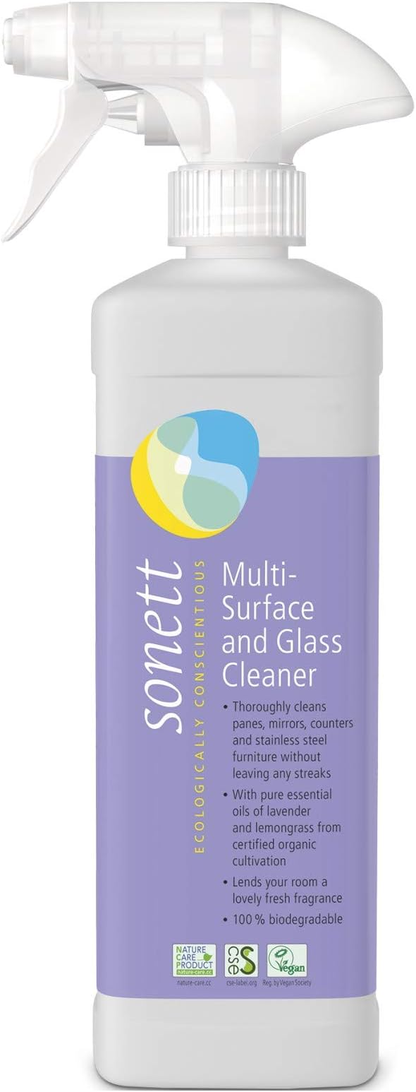Sonett Organic Multi-Surface and Glass Cleaner Spray Liquid 17 fl oz (6 Count)