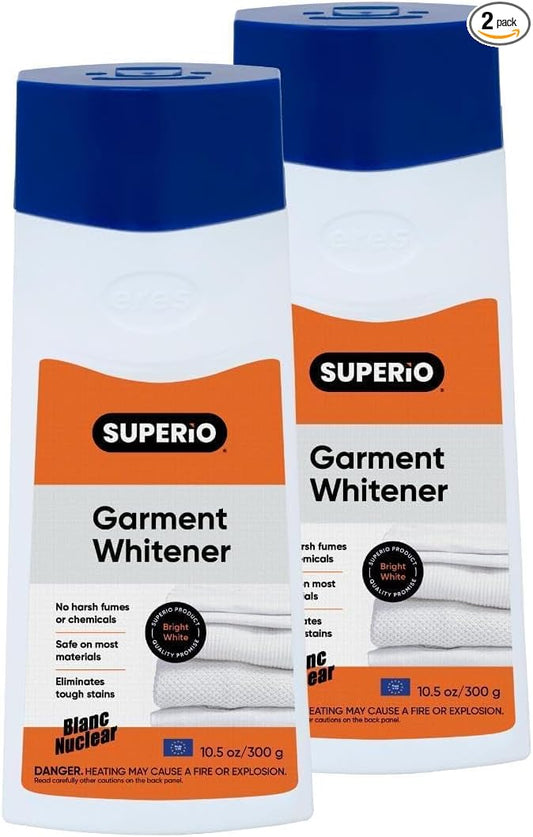 Garment Whitener Wool Cleaner 10.5 Oz, Wool Whitener for Tzitzit and Talit European Made, Safe for Most Materials, for Whites use Only, 2 Pack