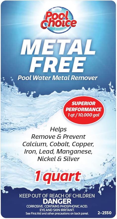 SpaChoice 1-Quart 2-Pack Premium Metal Free Pool Water Metal Remover, Pool Stain Remover, Made in USA