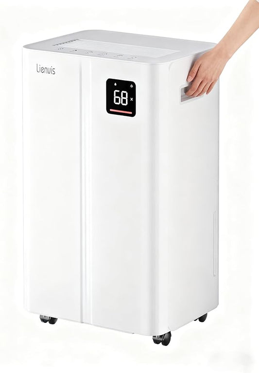 4500 Sq. Ft Dehumidifier for Basement, Lienuis 50 Print Dehumidifiers for Home with Drain Hose, Auto or Manual Drainage, Humidity Control, Dry Clothes Function, 24H Timer,1.06 Gallon Water Tank