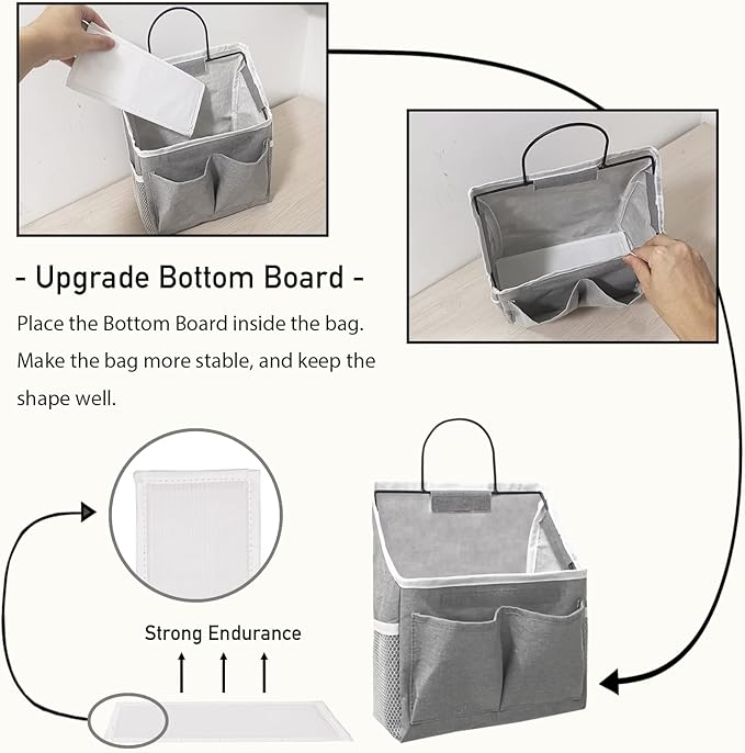 2pcs Wall Hanging Baskets for Organizing, Wall Hanging Storage Bag as Over the Door Organizer, Wall File Organizer, Rv Storage and Organization. For Bedroom, Office, Camper (Khaki-Upgraded)