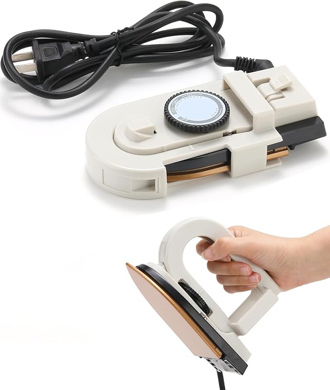 Dual Voltage Travel Iron (100-120V/220-240V) - 3-Temp Steamless Mini Dry Iron for Clothes, Non-Stick 356°F Soleplate with Foldable Handle, 0.8lb Ultra-Lightweight (White)