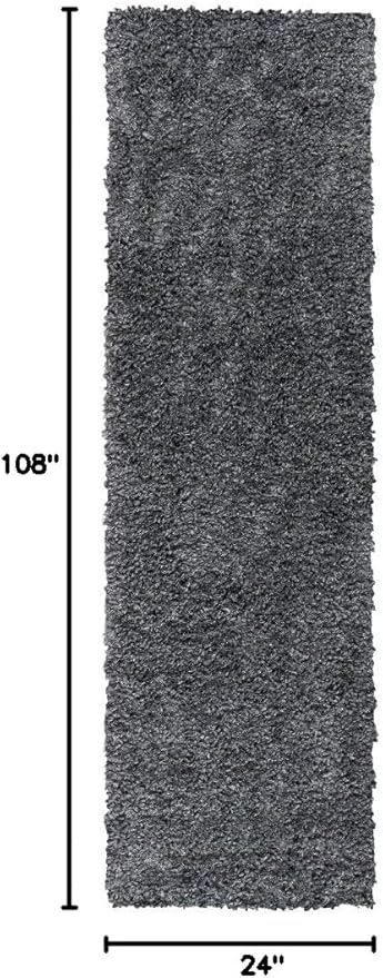 SAFAVIEH August Shag Collection Runner Rug - 2' x 9', Charcoal, Solid Design, Non-Shedding & Easy Care, 1.5-inch Thick Ideal for High Traffic Areas in Living Room, Bedroom (AUG200H)