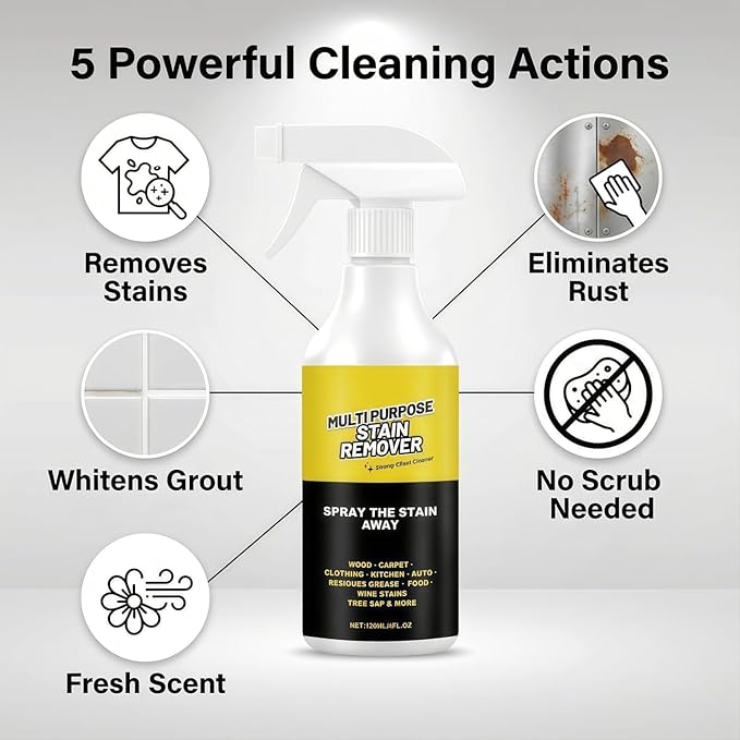 Multi-Purpose Stain Remover, A Powerful Cleaner，Kitchen Multi-purpose Foam Cleaner Spray, A powerful Cleaner for Kitchens, Floors, Cars, and Toile (1PCS*120ML)