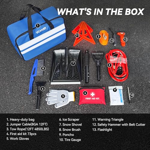 Car Emergency Kit with Jumper Cable, First Aid Kit - Image 3