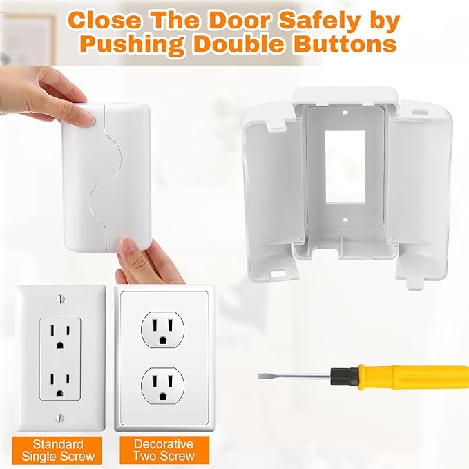 8 Pack Safety Outlet Cover Box Wall Outlet Cover for Baby Proofing Extra Large Electrical Plugs and Adapters Receptacle Box Receptacle Protector with Childproof Lock & Cable Management
