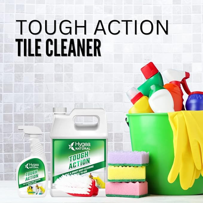 Hygea Natural Tough Action Tile & Grout Deep Cleaning Spray 24oz + Magic Finish Natural Enzyme 24oz - Removes Dirt & scum Without Harsh Chemicals - Biodegradable Formula