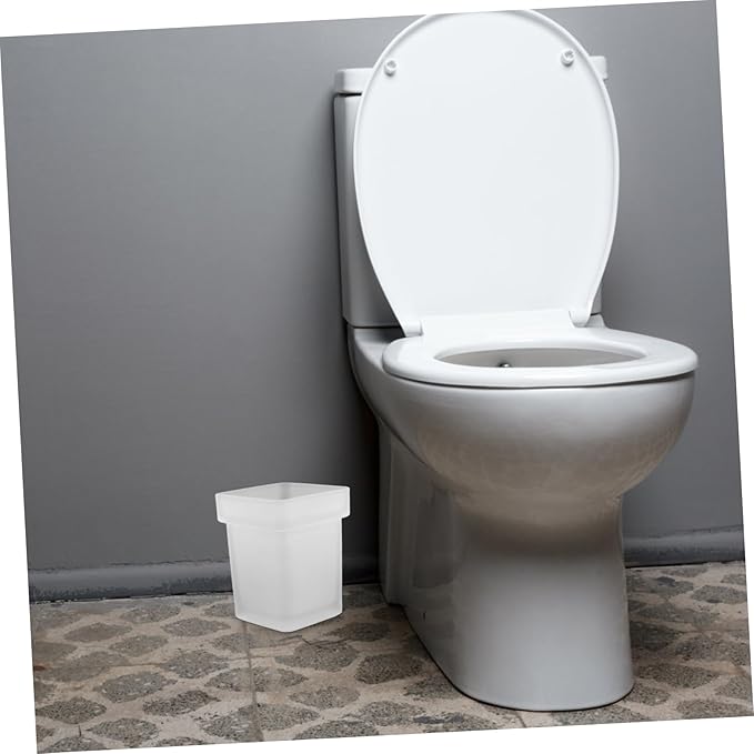 Toilet Bowl Brush Cup Ceramic Holder Bathroom Scrubber Frosted Design Easy Maintenance