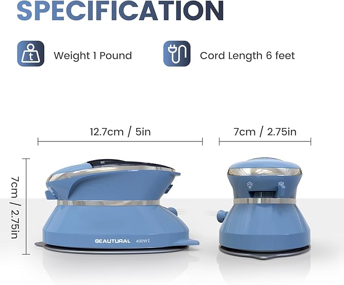 BEAUTURAL Fabric Shaver and Travel Mini Steam Iron