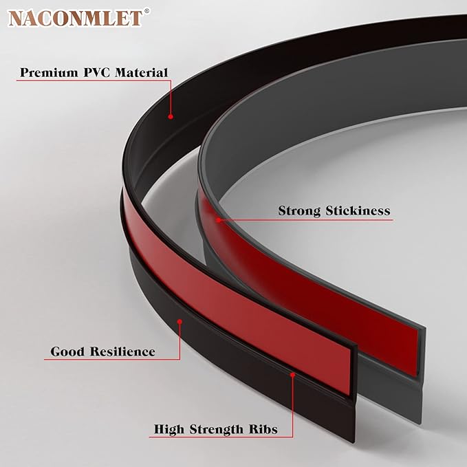 9.8 Ft*5 Pcs Cabinet Door Seal Strip Weather Stripping Gap Filler,Silicone Cabinet Door Dust Strips Suitable for Wardrobe and Cupboard,Rubber Seal Strip,Keep Cleaning Dry(Black
