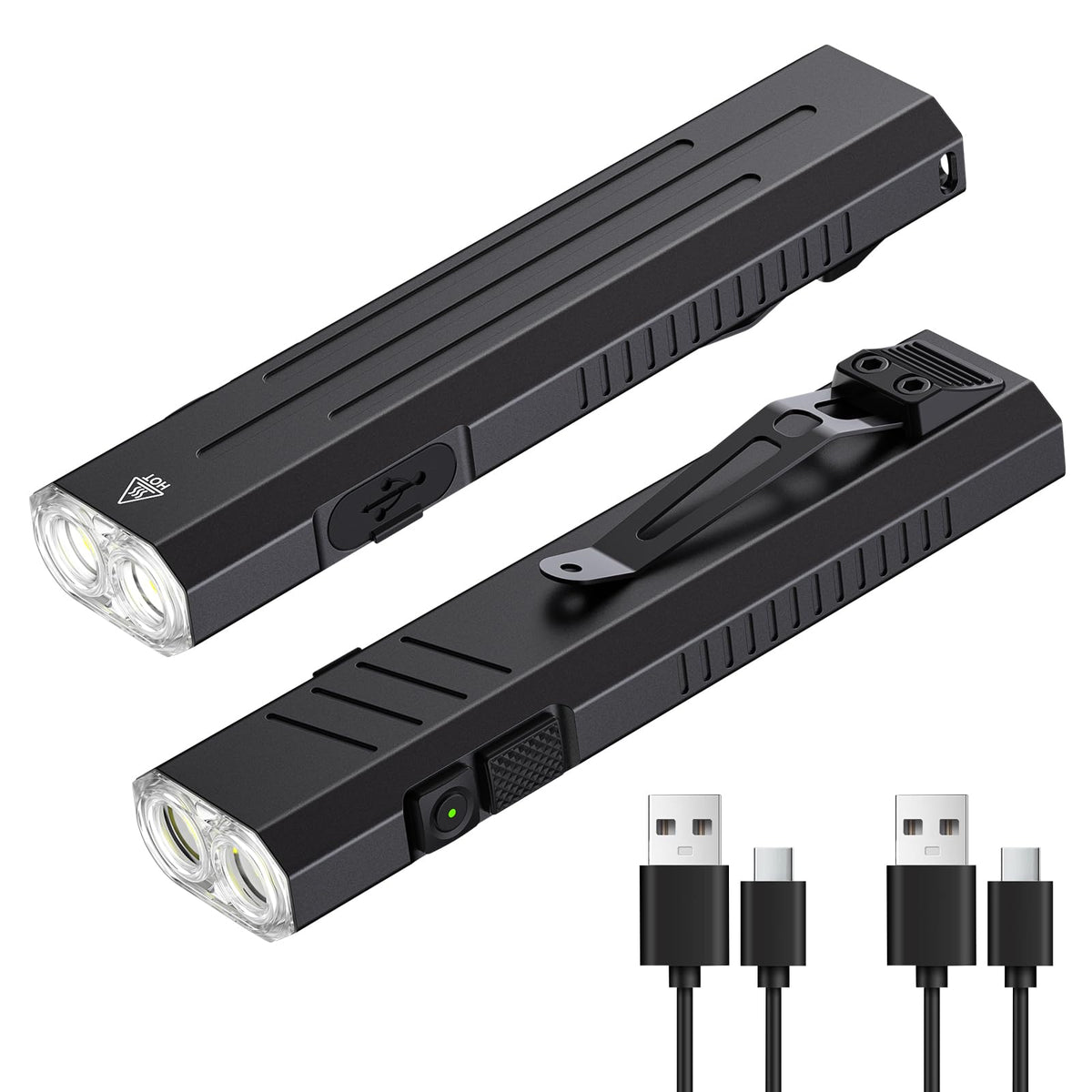 2pack Rechargeable EDC Flashlight - Emergency One Click - Image 1