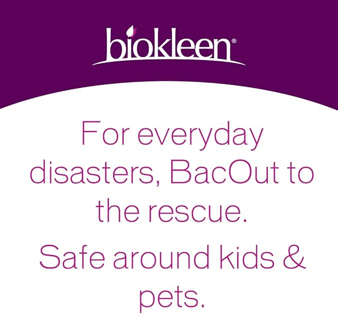 Biokleen Bac-Out Stain+Odor Remover, Destroys Stains & Odors Safely, for Pet Urine, Laundry, Diapers, Wine, Carpets, & More, Eco-Friendly, Non-Toxic, Plant-Based, 32 fl oz (Pack of 12)
