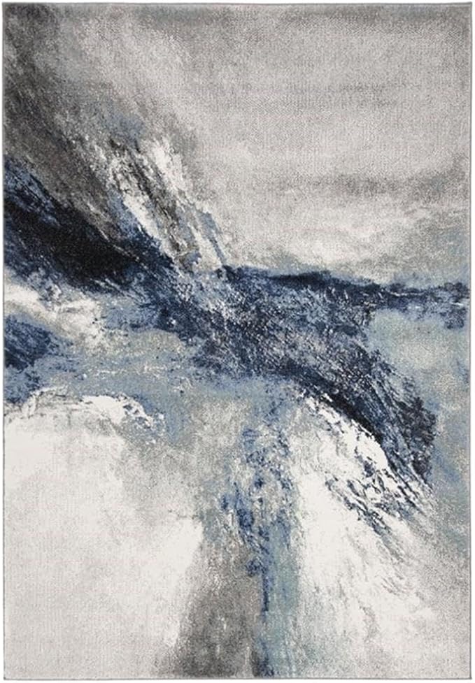 SAFAVIEH Galaxy Collection Area Rug - 9' x 12', Blue & Grey, Modern Abstract Design, Non-Shedding & Easy Care, Ideal for High Traffic Areas in Living Room, Bedroom (GAL117M)
