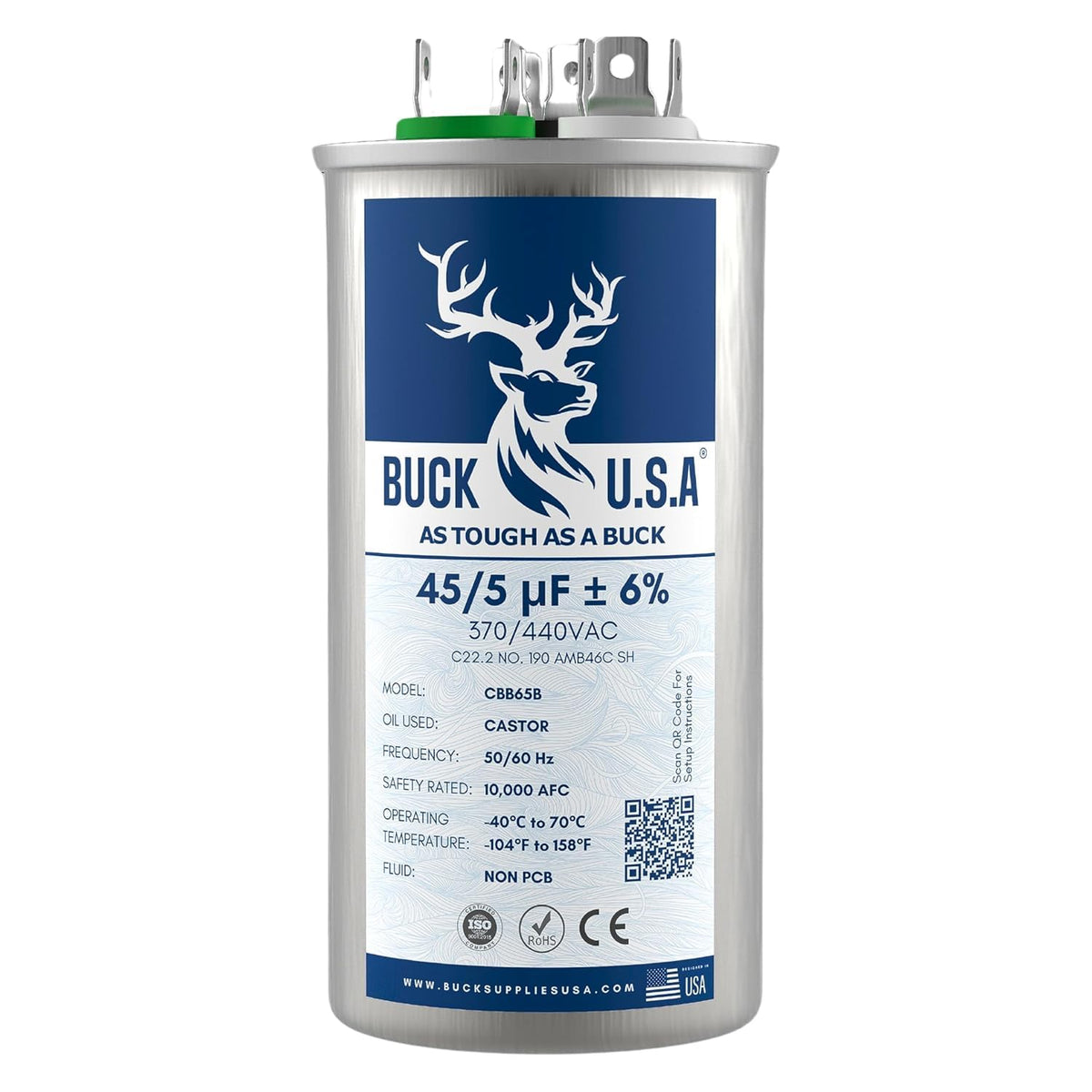 Buck 45+5uF 45/5 MFD ±6% CBB65B Dual Run Round Start | Pet Essentials - Image 1