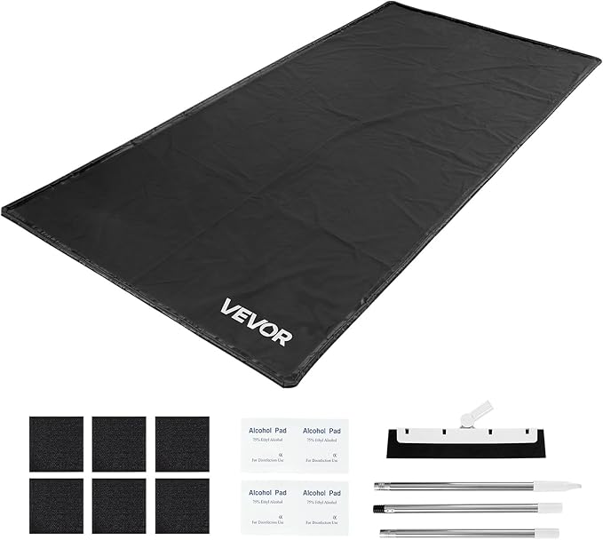 VEVOR Containment Mat, 7 ft 9 in x 16 ft, Non-Slip PVC Garage Floor Mat with a Cleaning Squeegee, Heavy Duty Durable Waterproof Containment Protection from Snow, Rain and Mud for Cars Parking, Black